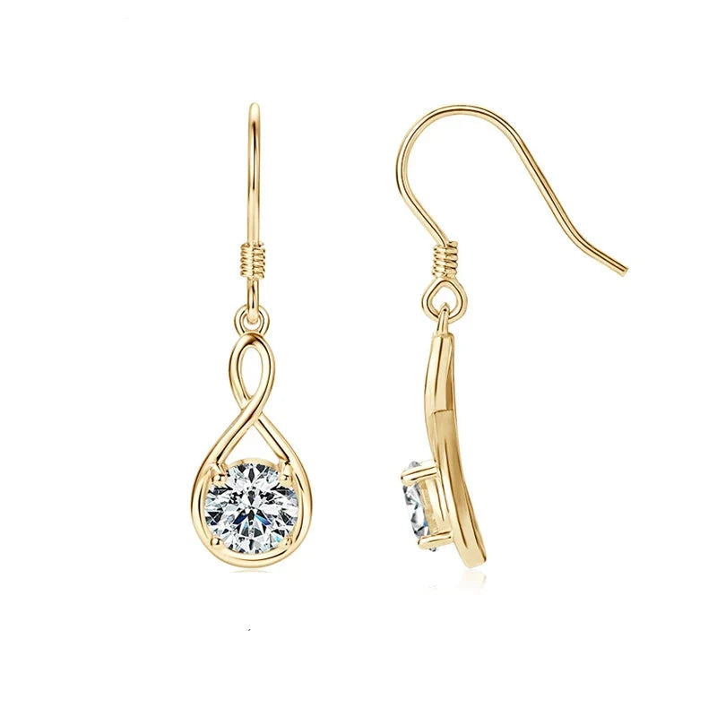 Twisted Teardrop Moissanite Hook Earrings in Silver