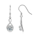 Twisted Teardrop Moissanite Hook Earrings in Silver