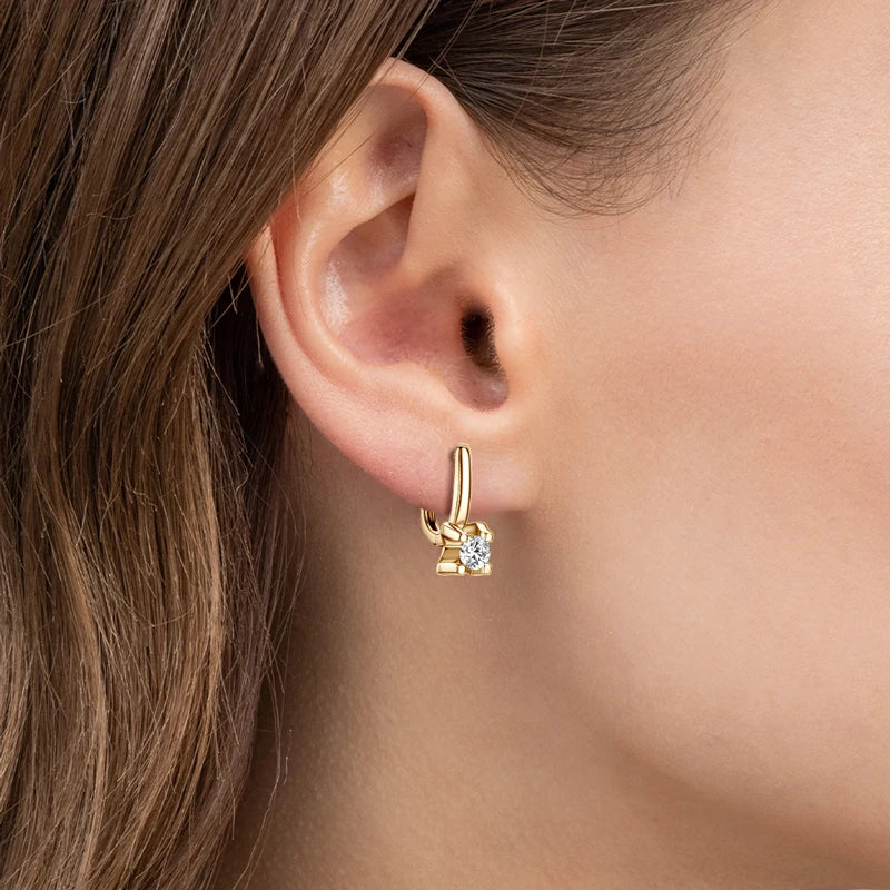 Moissanite Leverback Drop Earrings in Sterling Silver