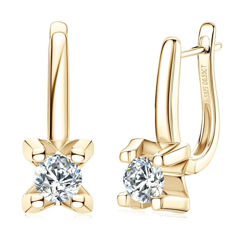 Moissanite Leverback Drop Earrings in Sterling Silver