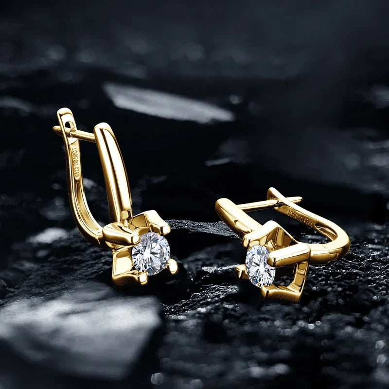 Moissanite Leverback Drop Earrings in Sterling Silver