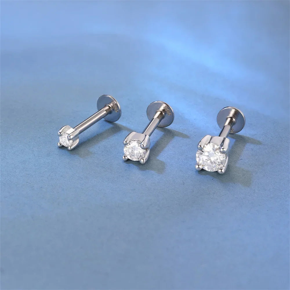 Single Moissanite Earring: Mini Stud & Hoop Styles