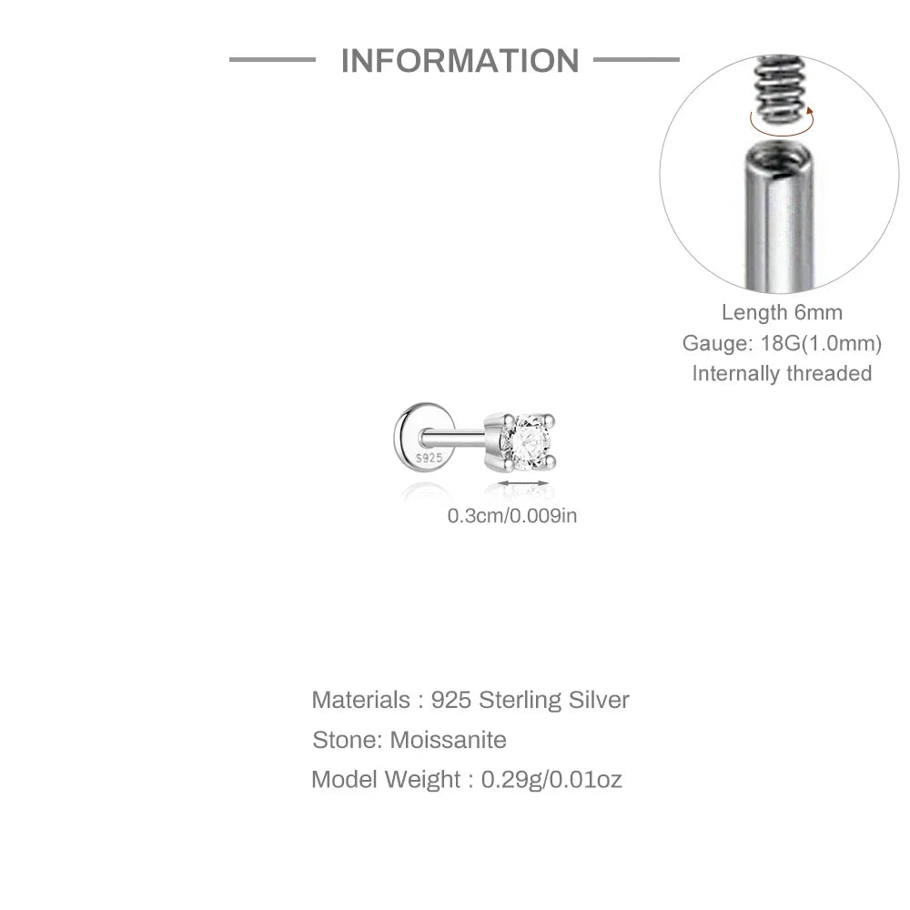 Single Moissanite Earring: Mini Stud & Hoop Styles