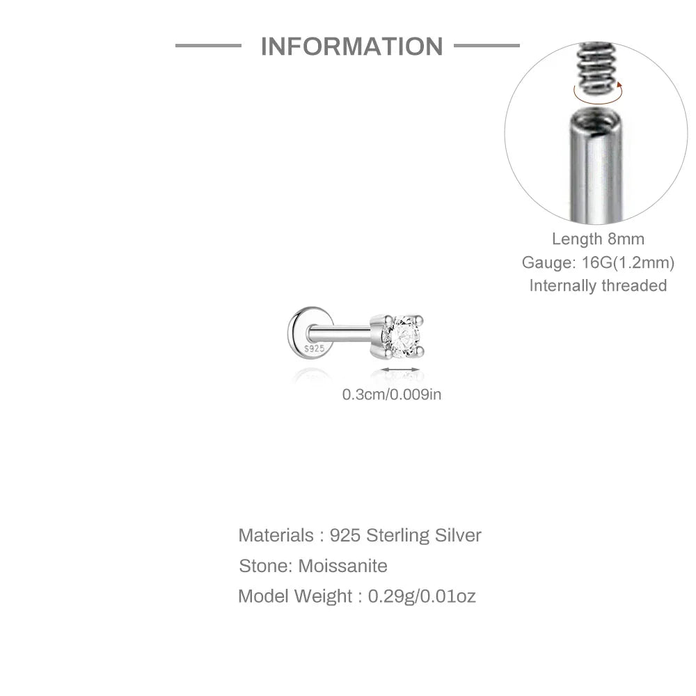 Single Moissanite Earring: Mini Stud & Hoop Styles