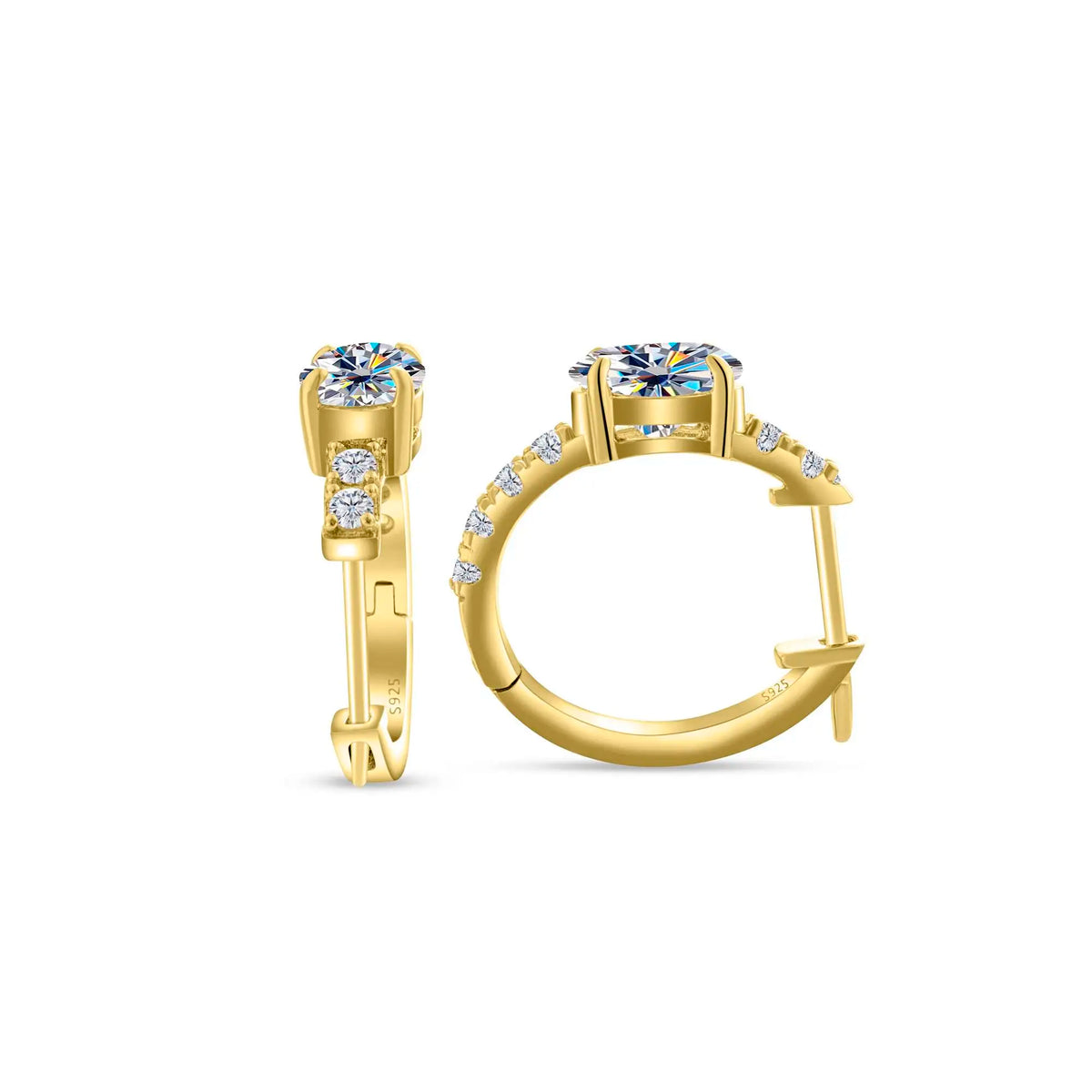 Colorful Oval Moissanite Hoop Earrings in Sterling Silver