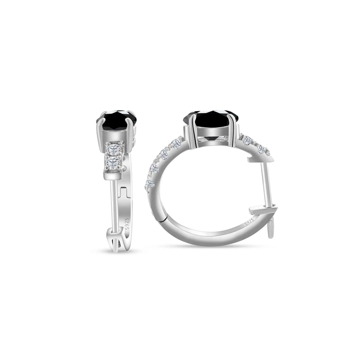 Colorful Oval Moissanite Hoop Earrings in Sterling Silver