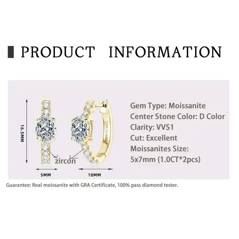 Colorful Oval Moissanite Hoop Earrings in Sterling Silver