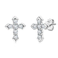 Moissanite Arrow Cross Stud Earrings in Sterling Silver