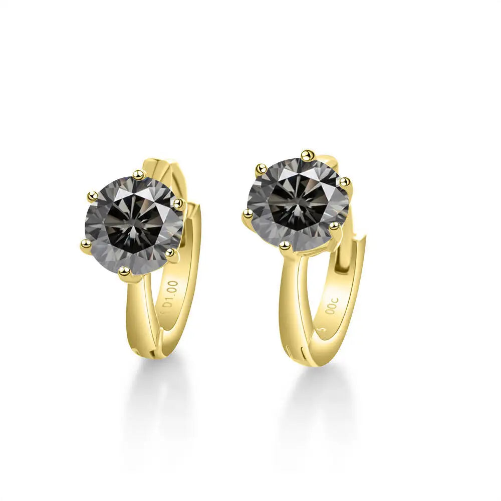 Colorful Solitaire Moissanite Hoop Earrings in Sterling Silver