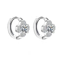 Clover Halo Moissanite Hoop Earrings in 925 Sterling Silver