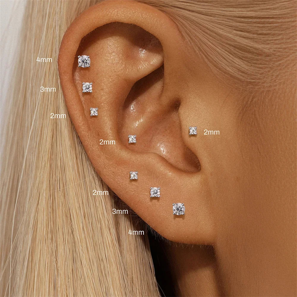 Moissanite Single Earrings in Sterling Silver