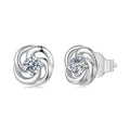 Moissanite Clover Knot Stud Earrings in Sterling Silver
