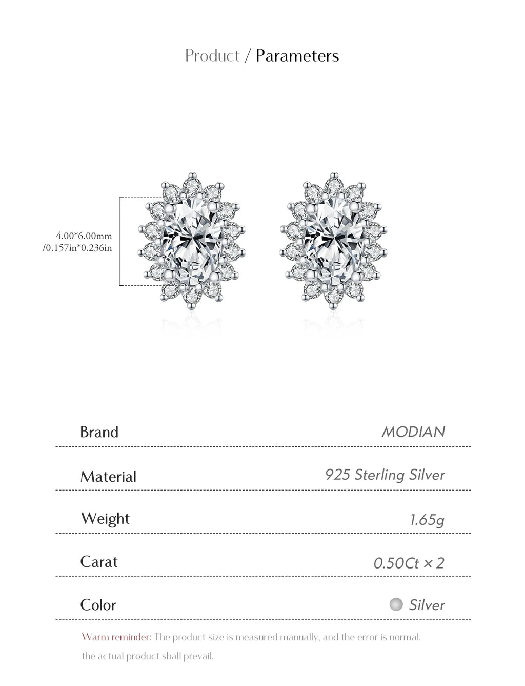 Oval Moissanite Floral Halo Stud Earrings in Sterling Silver