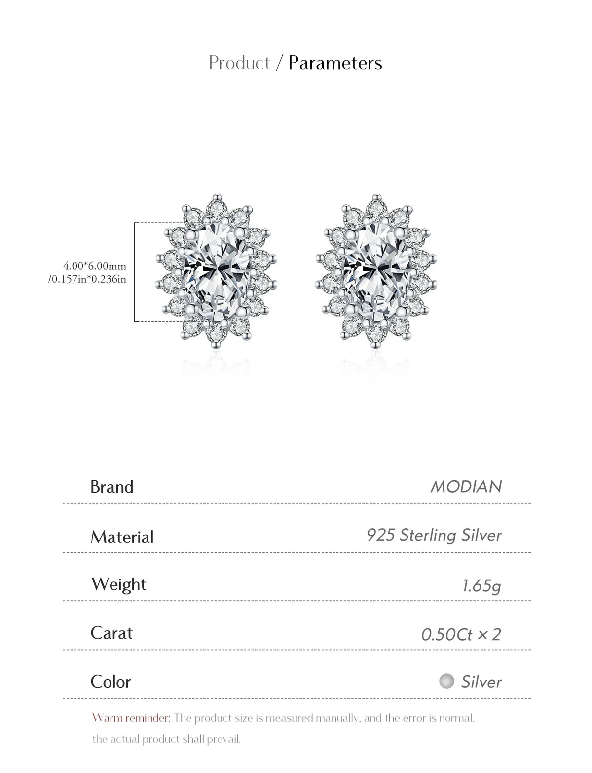 Oval Moissanite Floral Halo Stud Earrings in Sterling Silver