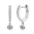 Bezel Drop Moissanite Huggie Earrings in Sterling Silver