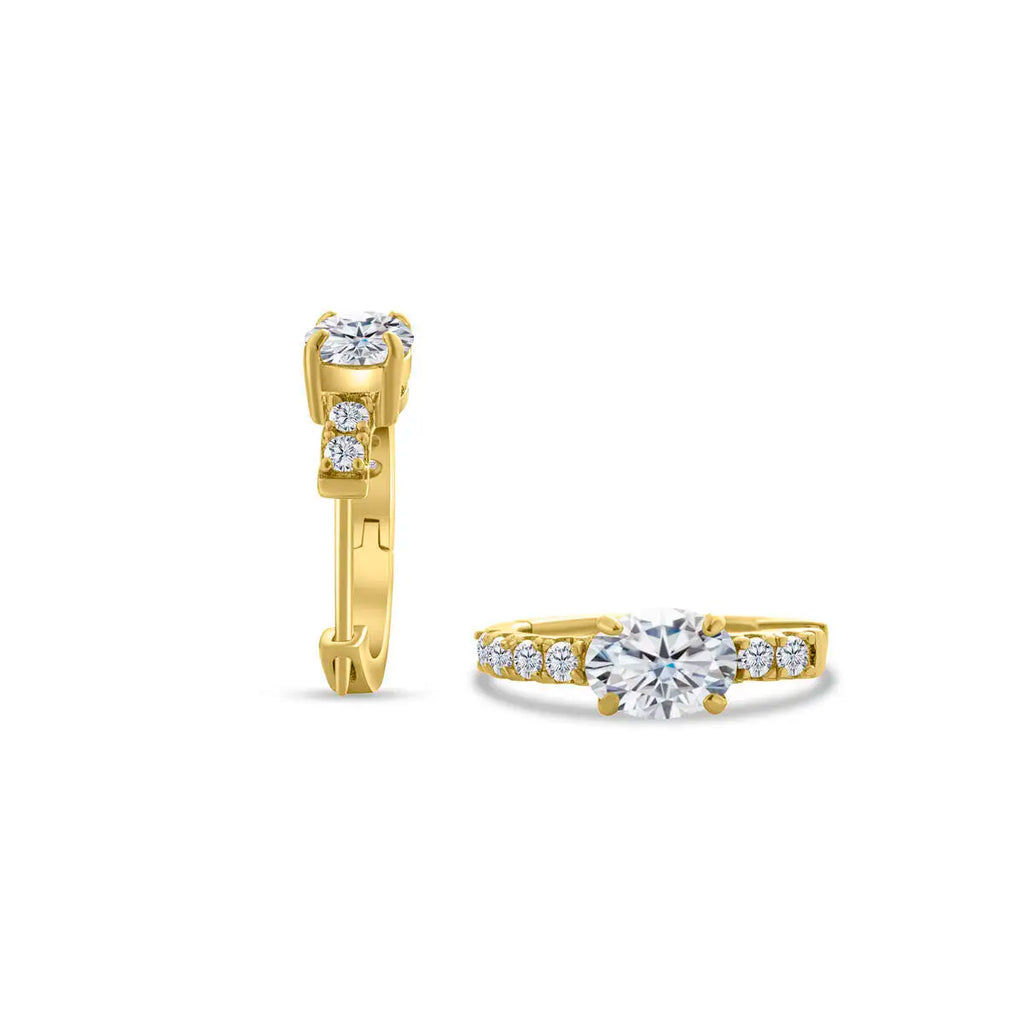 Colorful Oval Moissanite Hoop Earrings in Sterling Silver