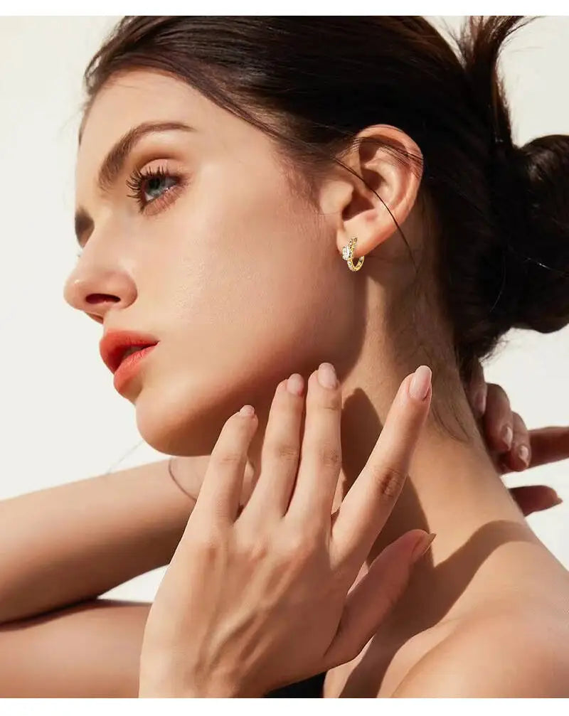 Colorful Oval Moissanite Hoop Earrings in Sterling Silver