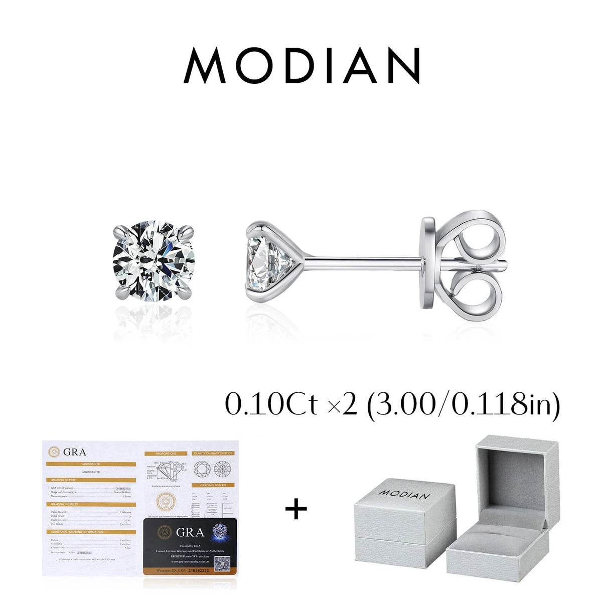 Four-Prong Round Moissanite Stud Earrings in Sterling Silver
