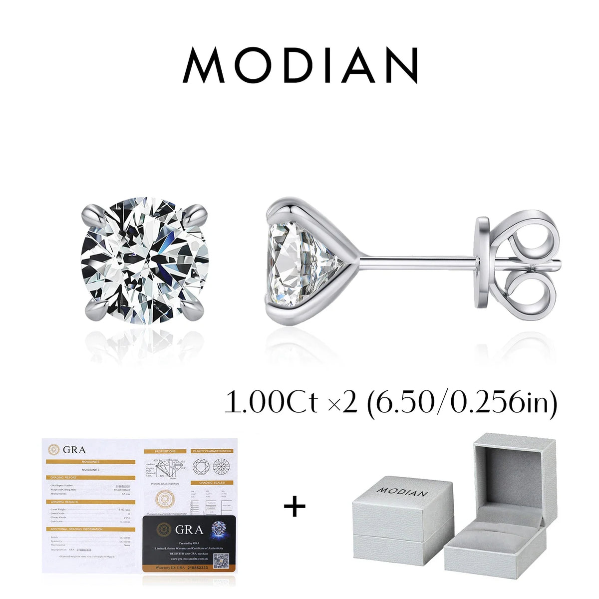 Four-Prong Round Moissanite Stud Earrings in Sterling Silver