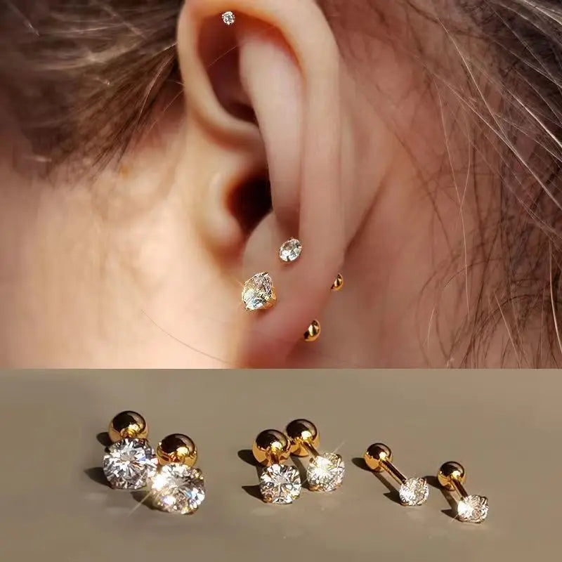 Four-Prong Moissanite Stud Earrings with Screw Ball Backs