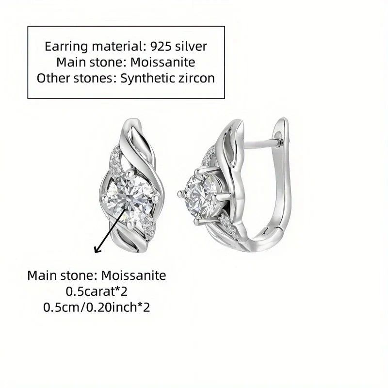 Twist-Frame Moissanite Leverback Earrings in Sterling Silver