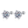 Six-Prong Moissanite Stud Earrings with Screw Ball Backs