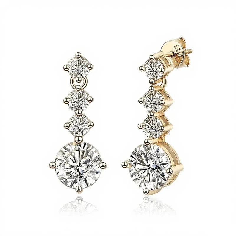 Moissanite Four-Stone Drop Earrings in Sterling Silver