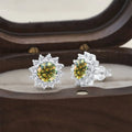 Moissanite Sunburst Halo Stud Earrings in Sterling Silver
