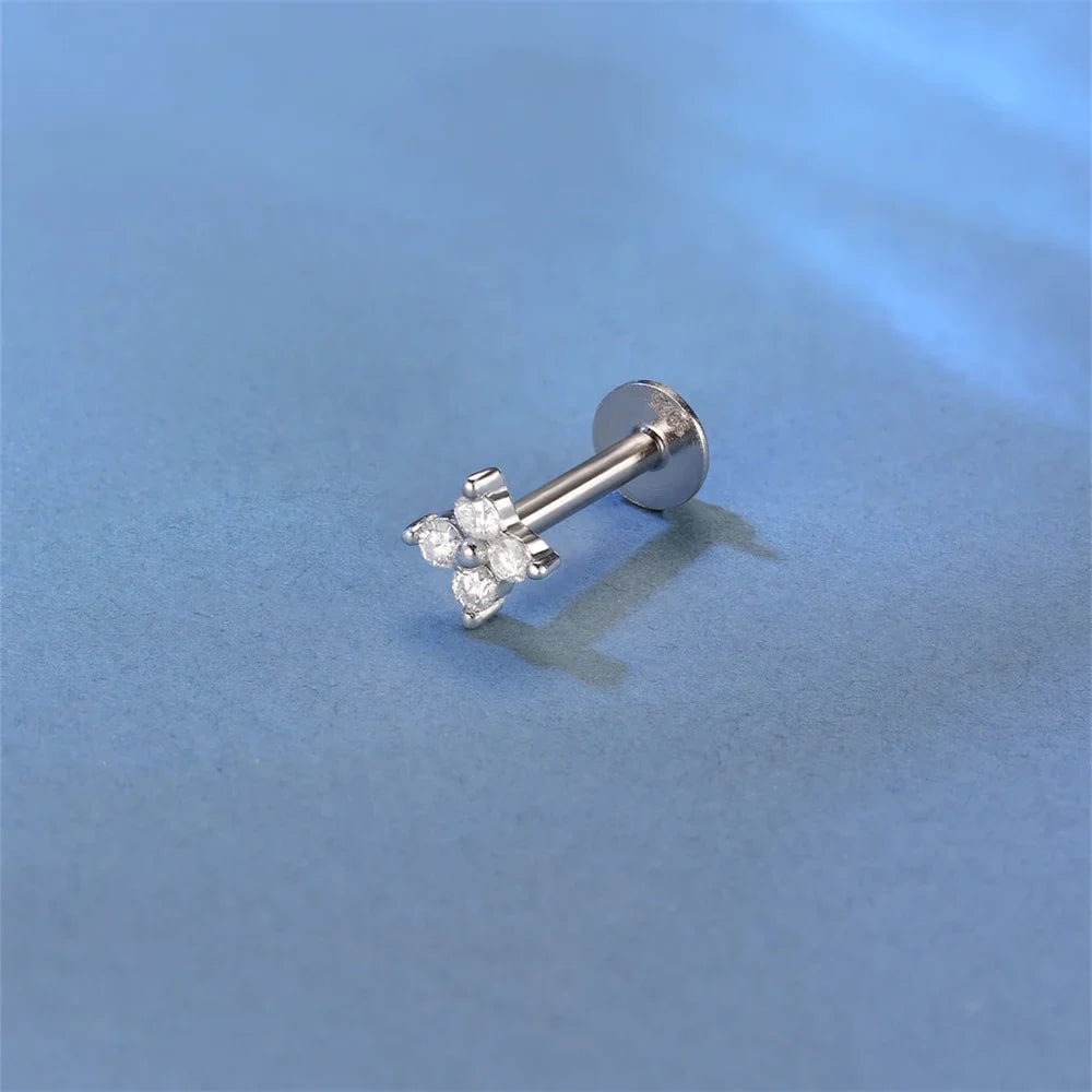 Moissanite Single Earrings in Sterling Silver