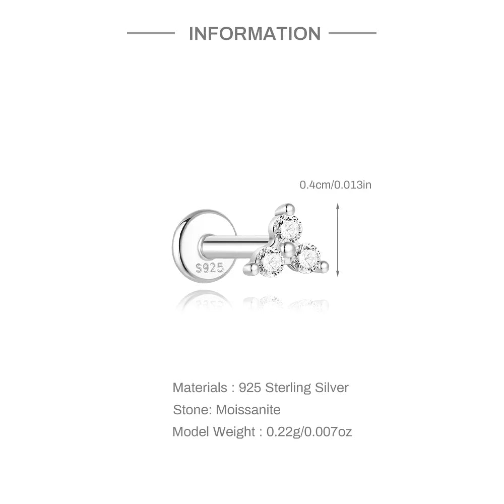 Moissanite Single Earrings in Sterling Silver