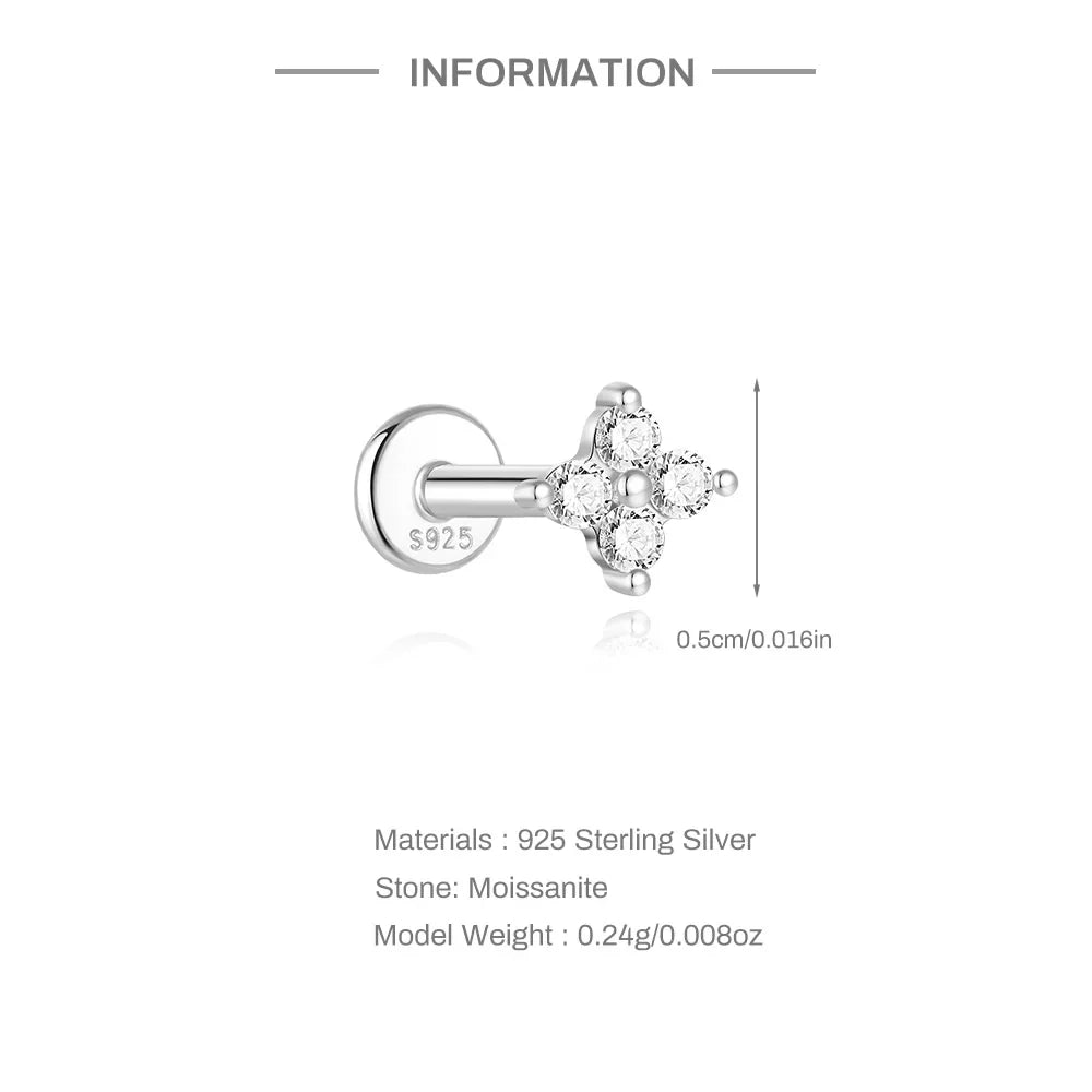 Moissanite Single Earrings in Sterling Silver