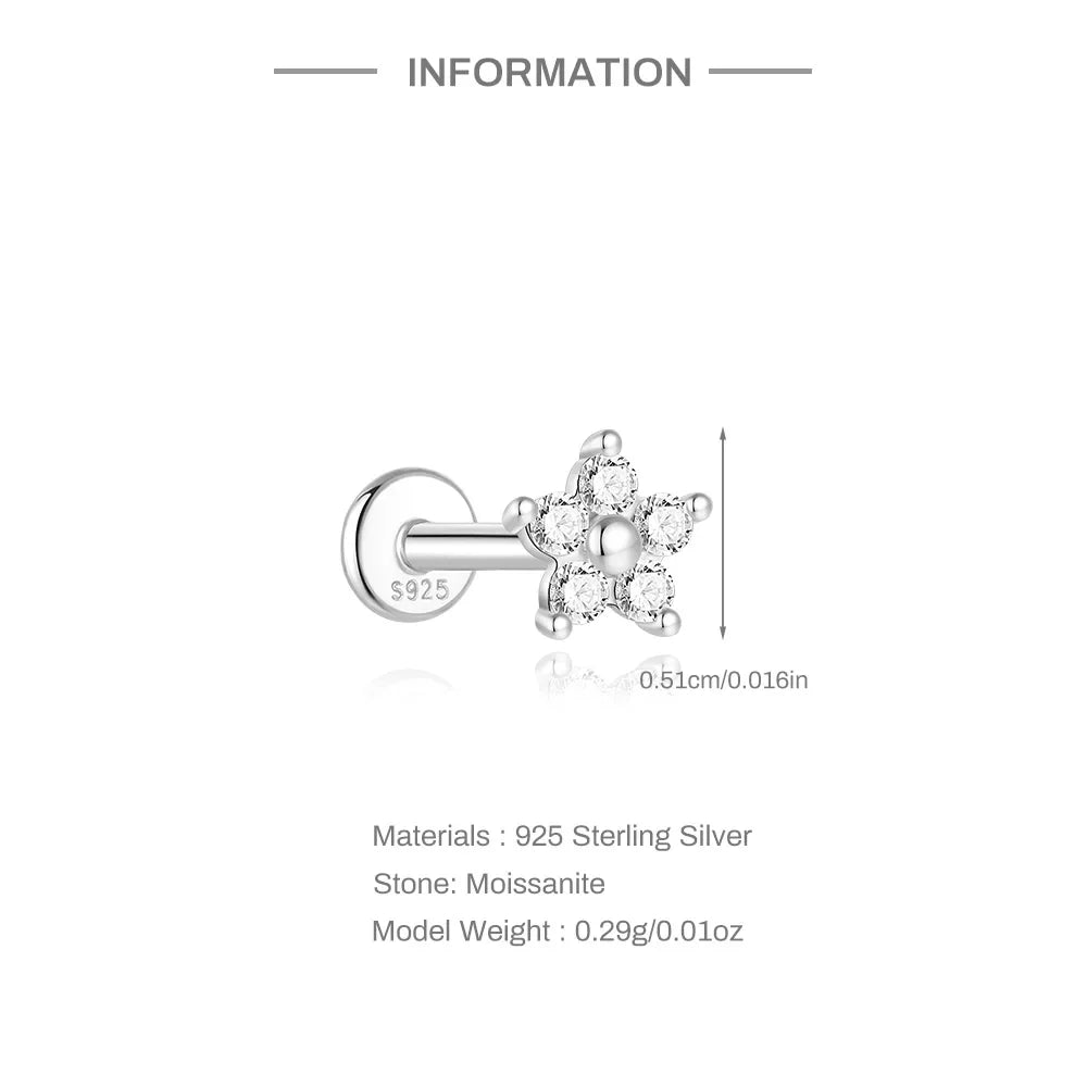 Moissanite Single Earrings in Sterling Silver