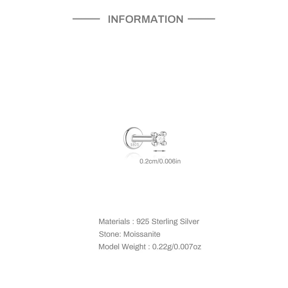Moissanite Single Earrings in Sterling Silver