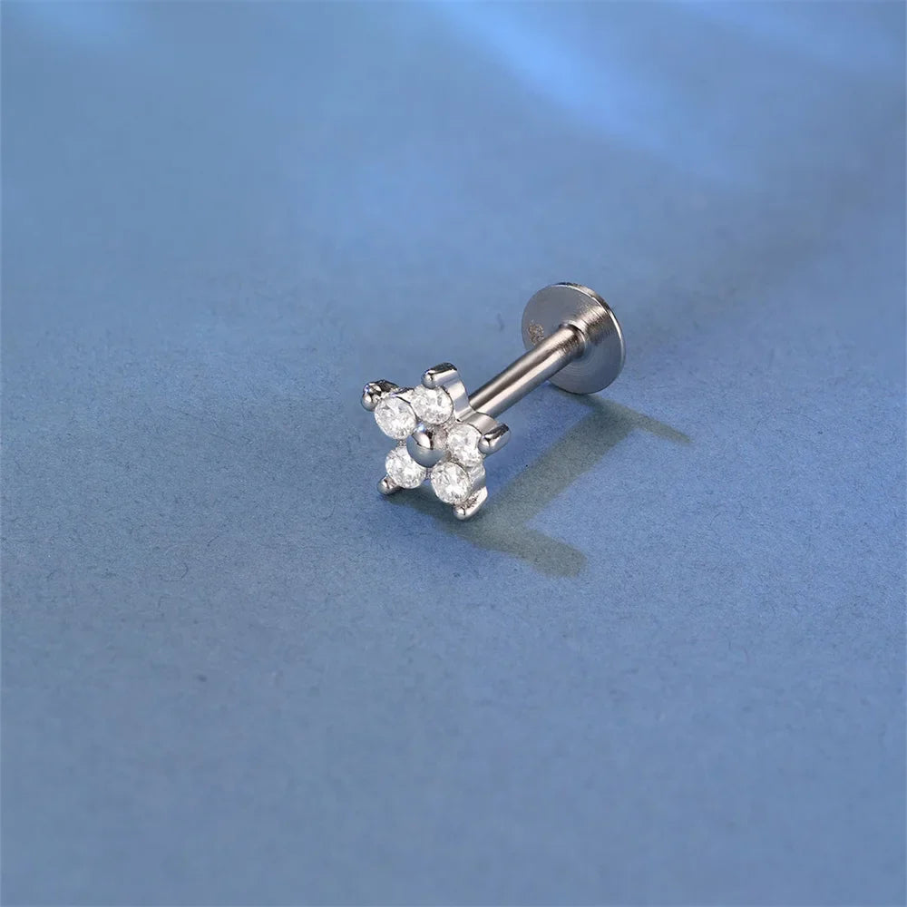 Moissanite Single Earrings in Sterling Silver
