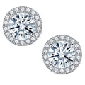 Round Halo Moissanite Stud Earrings with Screw Ball Backs