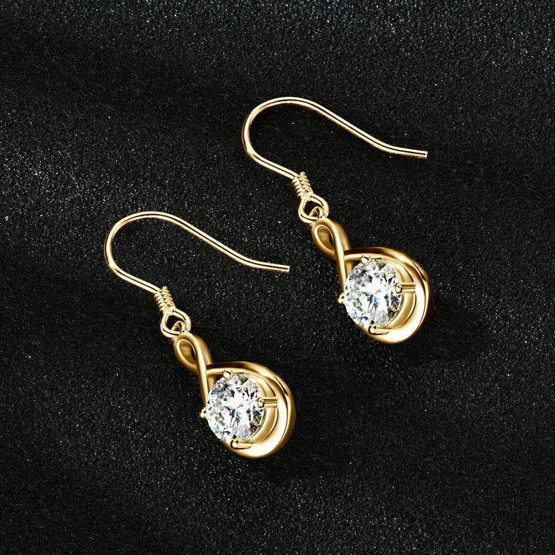 Twisted Teardrop Moissanite Hook Earrings in Silver