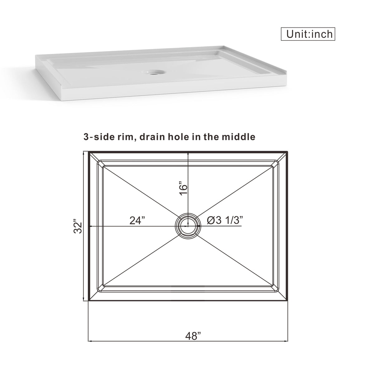 Goodyo 32"x48" Shower Base