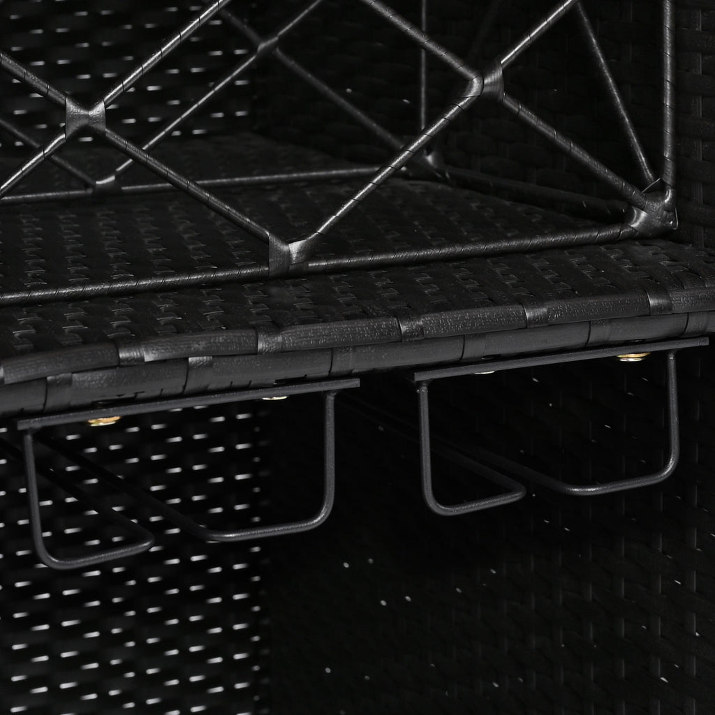 Wicker Outdoor Grill Cart with Extended Table Top and Storage Cabinet - Black Brown or Grey