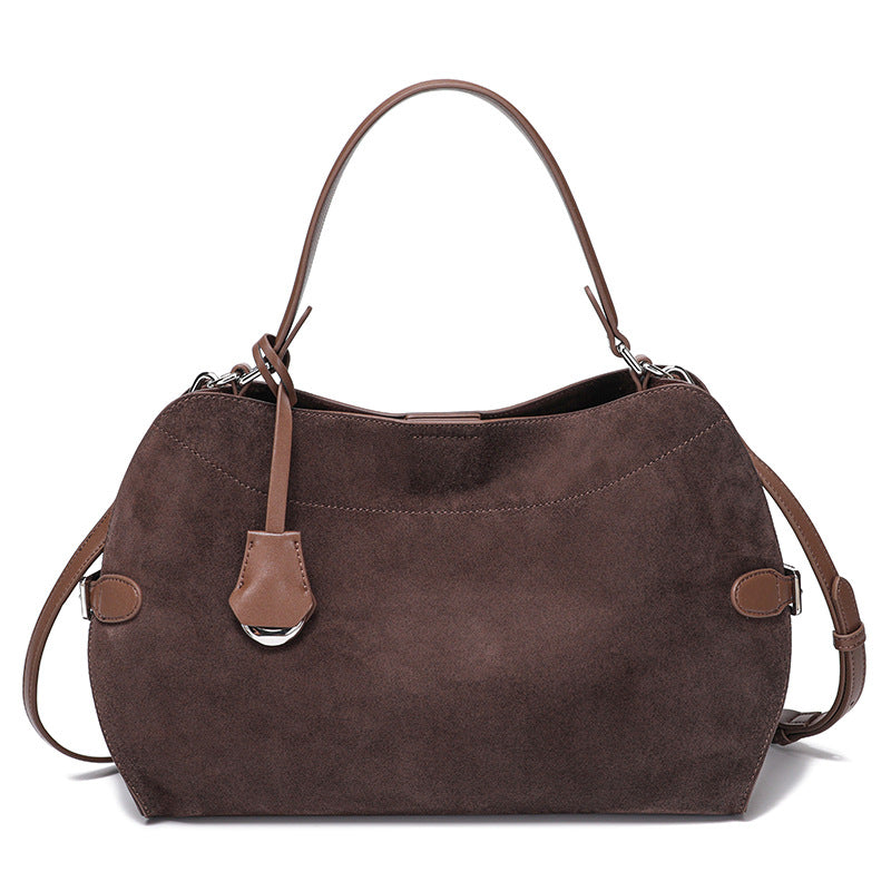 Genuine Deer Suede Brushed Leather Crossbody Bag Versatile