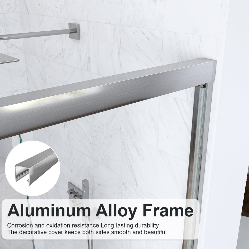 56"-60"W Semi-Frameless Double Sliding Shower Door