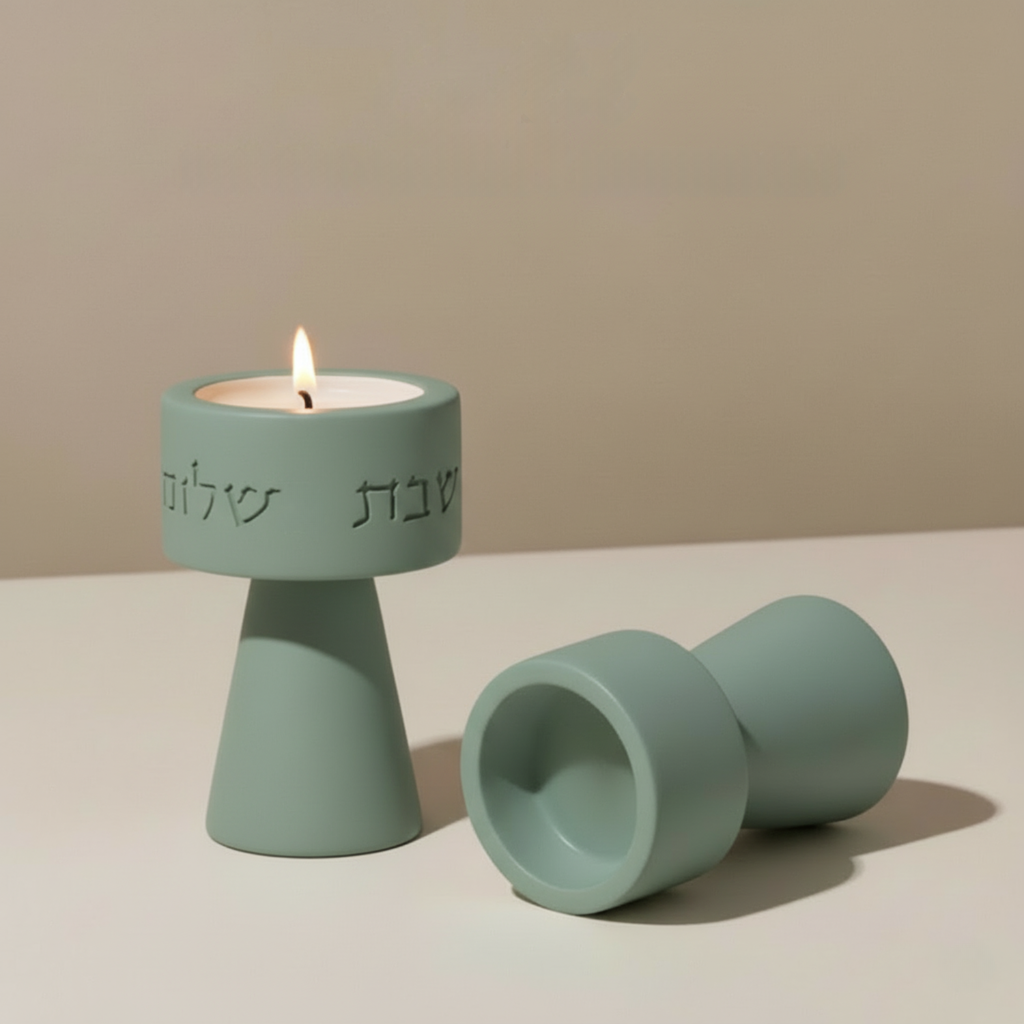 Chic Concrete Shabbat Candle Holder Set – Solura Series