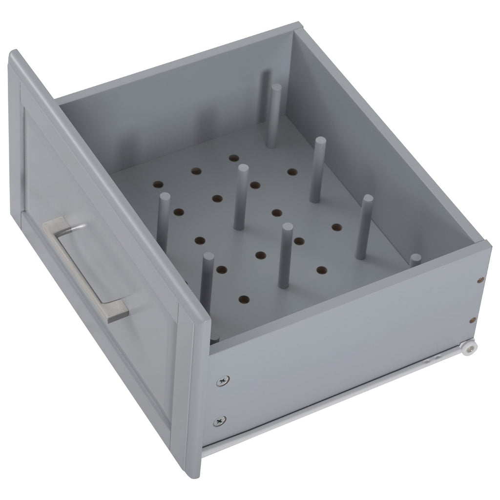 K&K Kitchen Island with Tilt Trash Can Cabinet - Grey+Blue or White