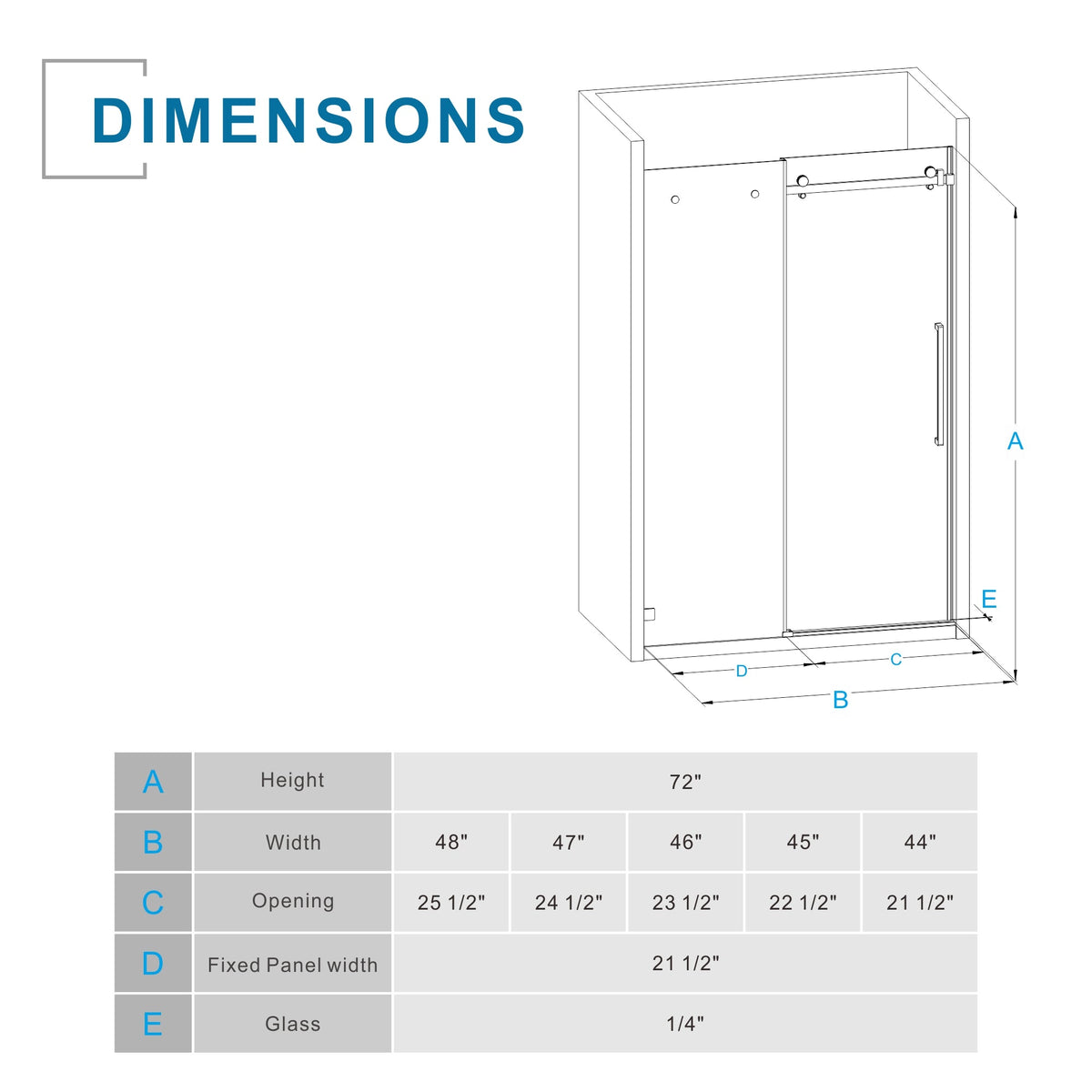Goodyo 48" W x 72" H Sliding Shower Door