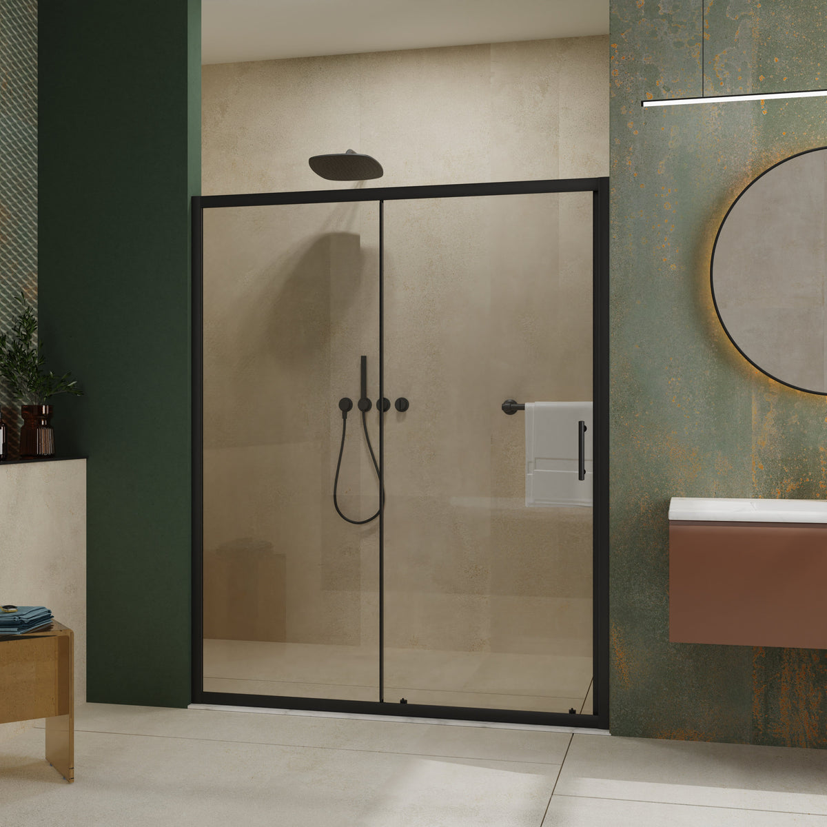 60-in W x 72-in H Single Sliding Shower Door