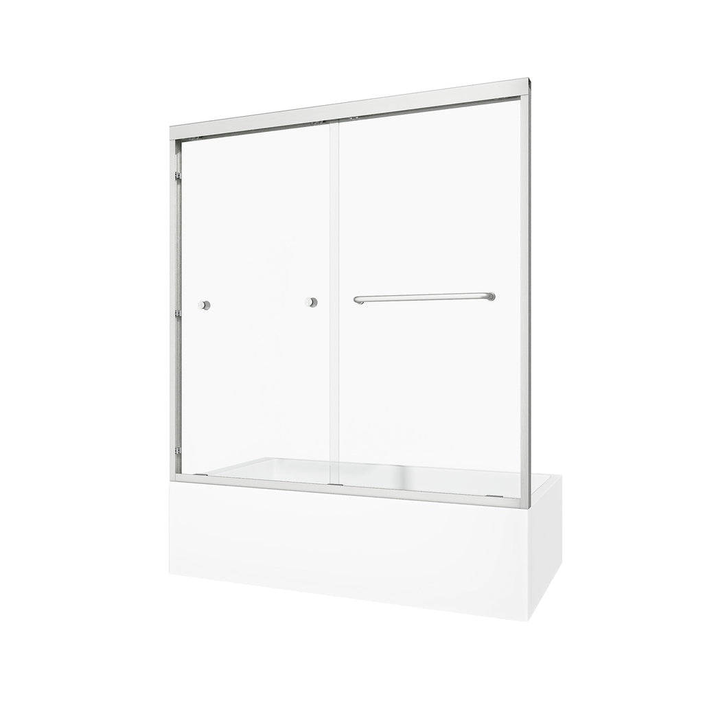 Brushed Nickel Reversible Installation Double Bypass Sliding Shower Door