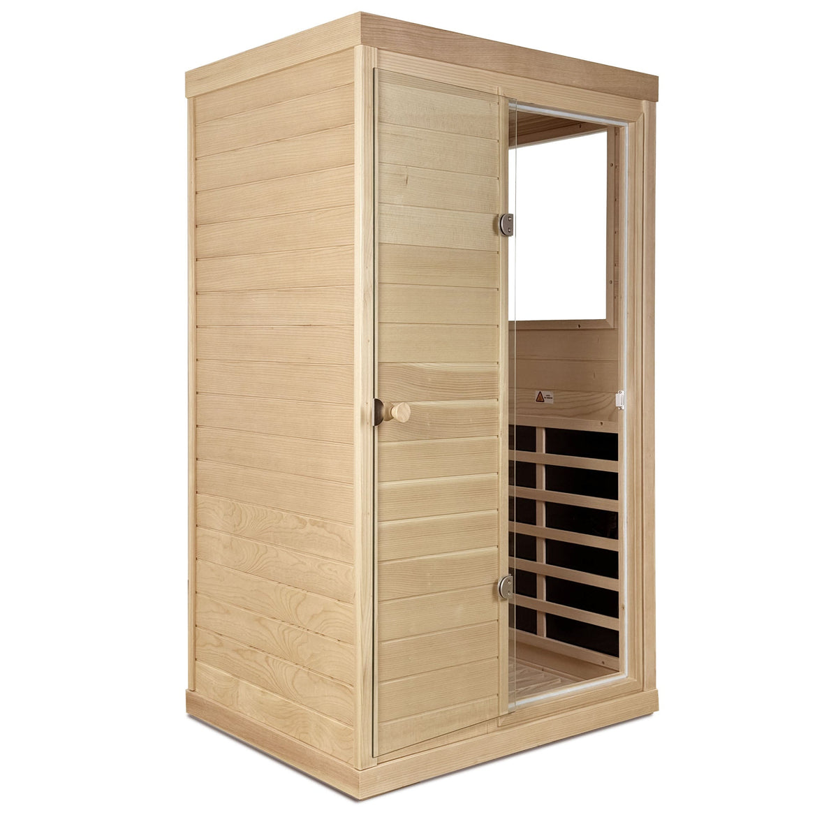Canadian Hemlock Wood One Person Far Infrared Sauna with Bluetooth Audio - Natural