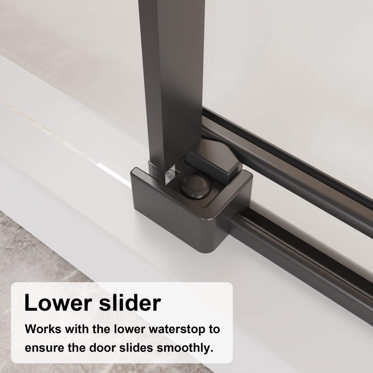 Frameless Shower Door with Zinc Roller Rail System