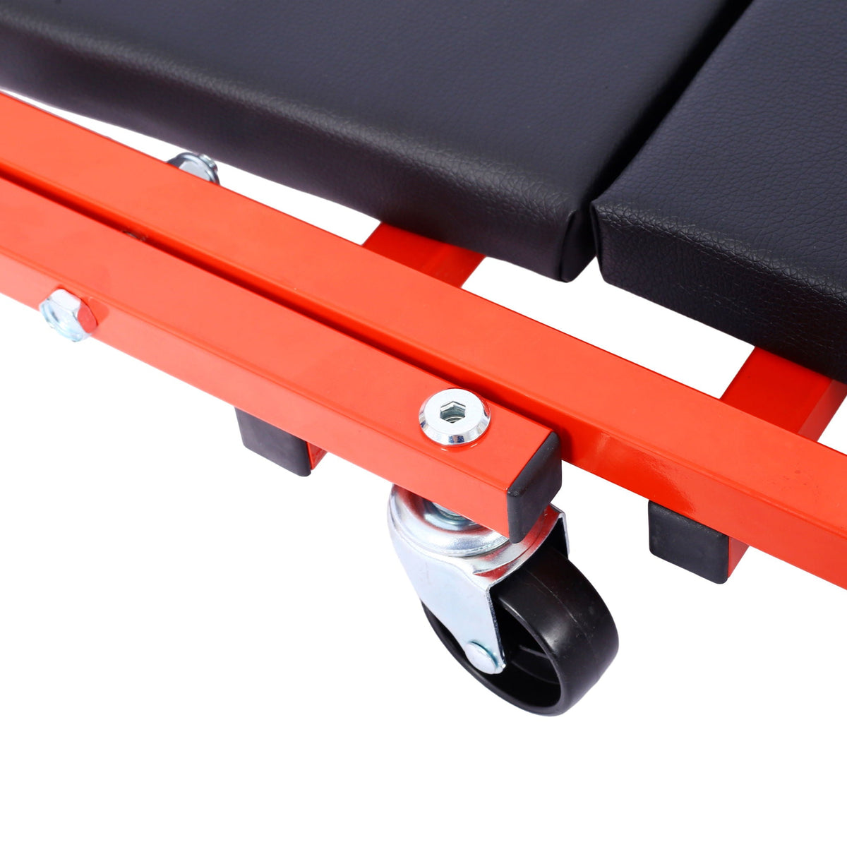 Red Z Creeper Mechanic Seat with Steel Frame and 6 Wheels - 2 in 1