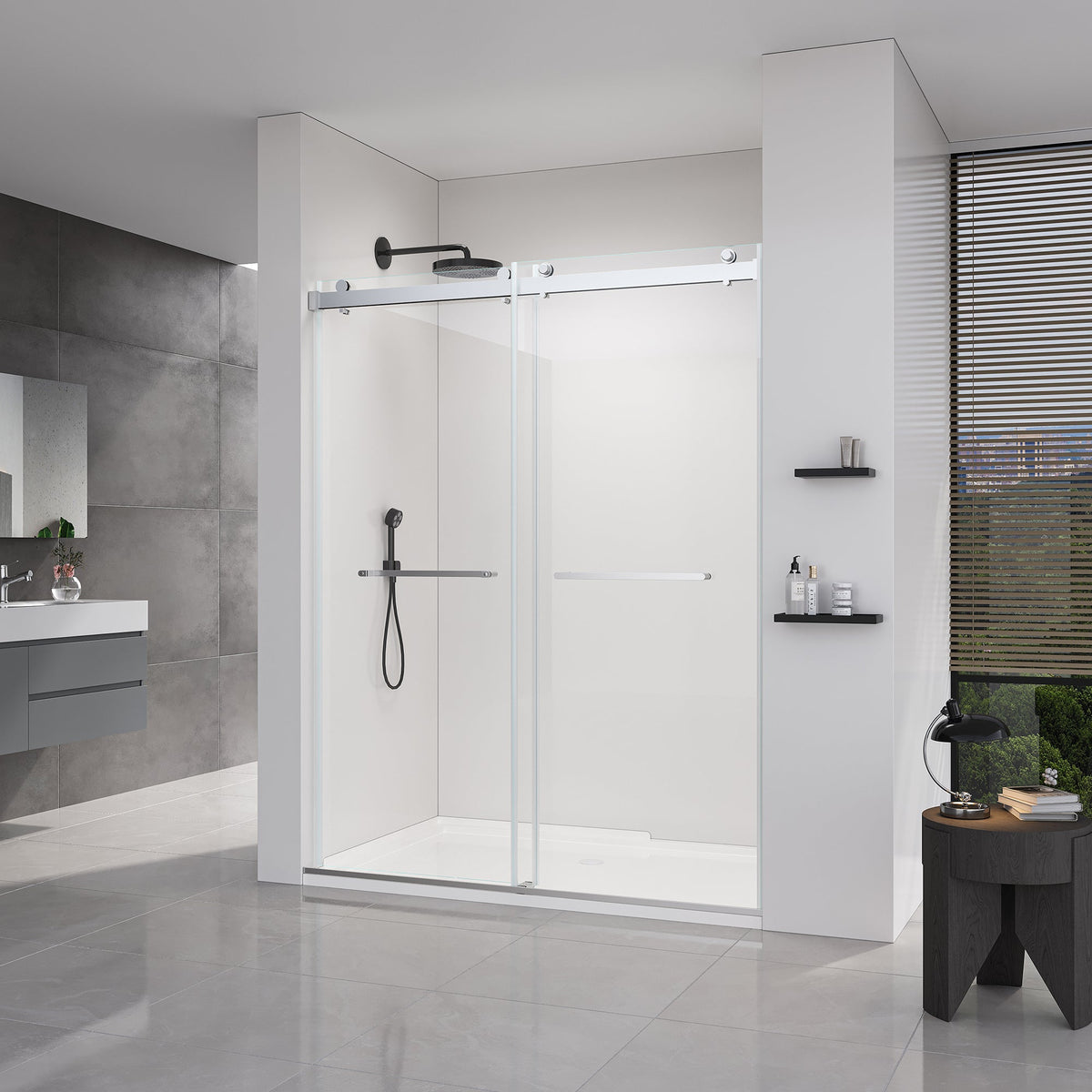 Double Sliding Frameless Soft-Close Shower Door