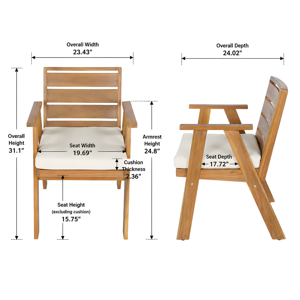 9‑Piece Acacia Wood Outdoor Dining Set, 64" Square Teak Finish Wooden Table & 8 Arm Chairs with